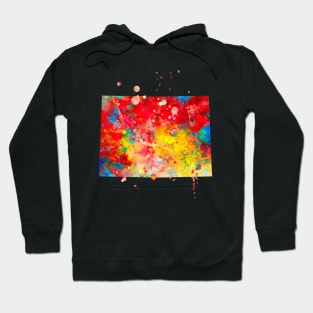 Colorado State Map Watercolor Painting Hoodie